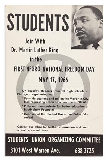 (MARTIN LUTHER KING.) Students, Join with Dr. Martin Luther King in the First Negro National Freedom Day.